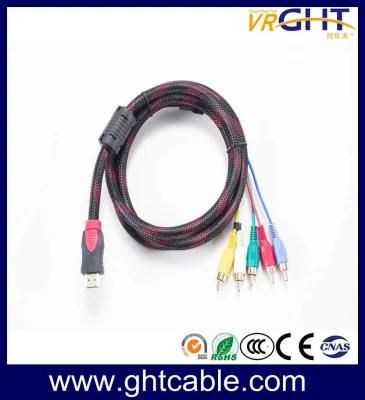 1.5m 720p/1080P/2160p HDMI to 5RCA Male to Male AV Cable with Braiding