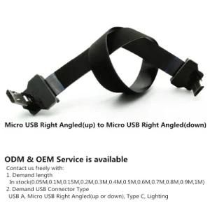 Xaja Newest design 90 Degree Right Angle USB to Micro USB Flat Ribbon Cable Data Charging Cable