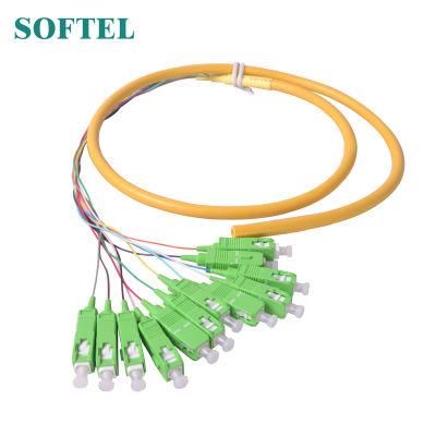 FTTH 12 Cores Optical Fiber Ribbon Fan-out Pigtail with Sc/APC Connectors