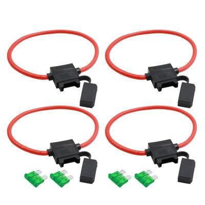 Car in Line Fuse Holder 30A Spade Fuse 12AWG Cable 20A Spade Fuses Mini Anl 12V Waterproof Fuse Holder