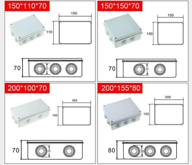 Waterproof Electrical Enclosure 50*50 ABS PP PC Plastic Junction Box