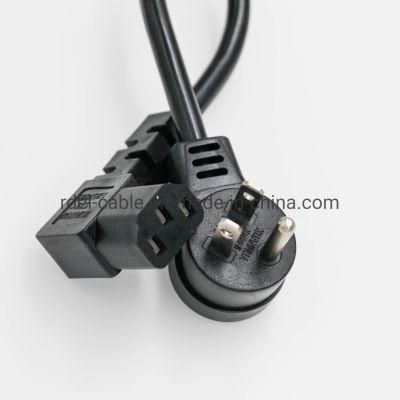 NEMA Left Right Angle 5-15p to Angle Right C13 10A Power Cords ETL UL Bk