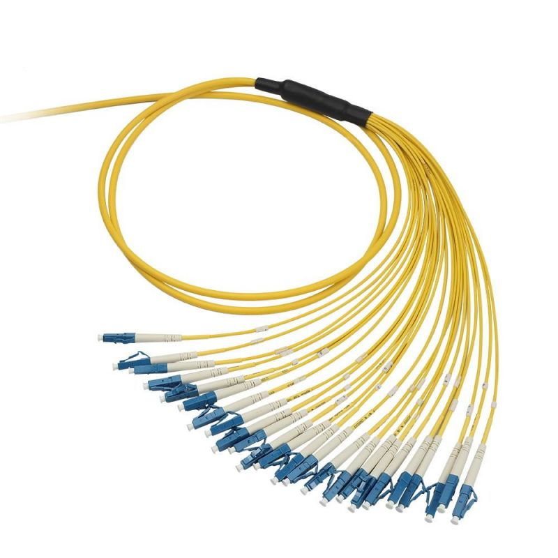 LC G652D 12 Cores Fanout Fiber Optic Fanout 5 Meters with Metal Fanout Kit