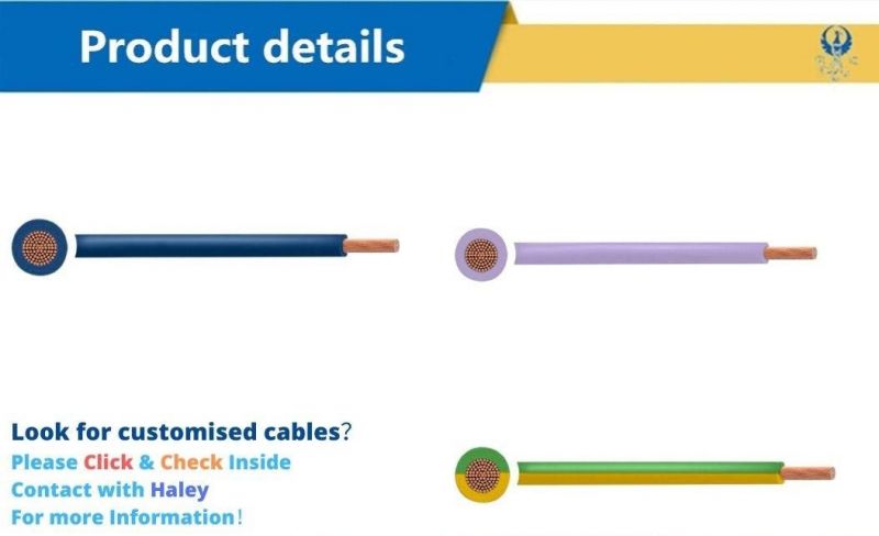 PVC Electric Wire Tri-Rated BS H05V-K 1.5mm2 H07V2-K Flexible Cu PVC Insulation Black White Red Pink Elevator Cable Aluminium Copper Control Cable