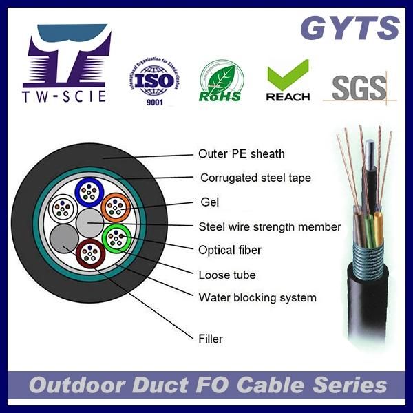 Steel Armored Optic Cable 24 Fiber Optical Fiber Cable GYTS