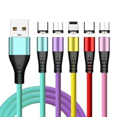 3 in 1 Fast Charging Silicone 1m Magnet Micro USB Charging Line Magnetic Data Sync USB Cable for iPhone 13 PRO