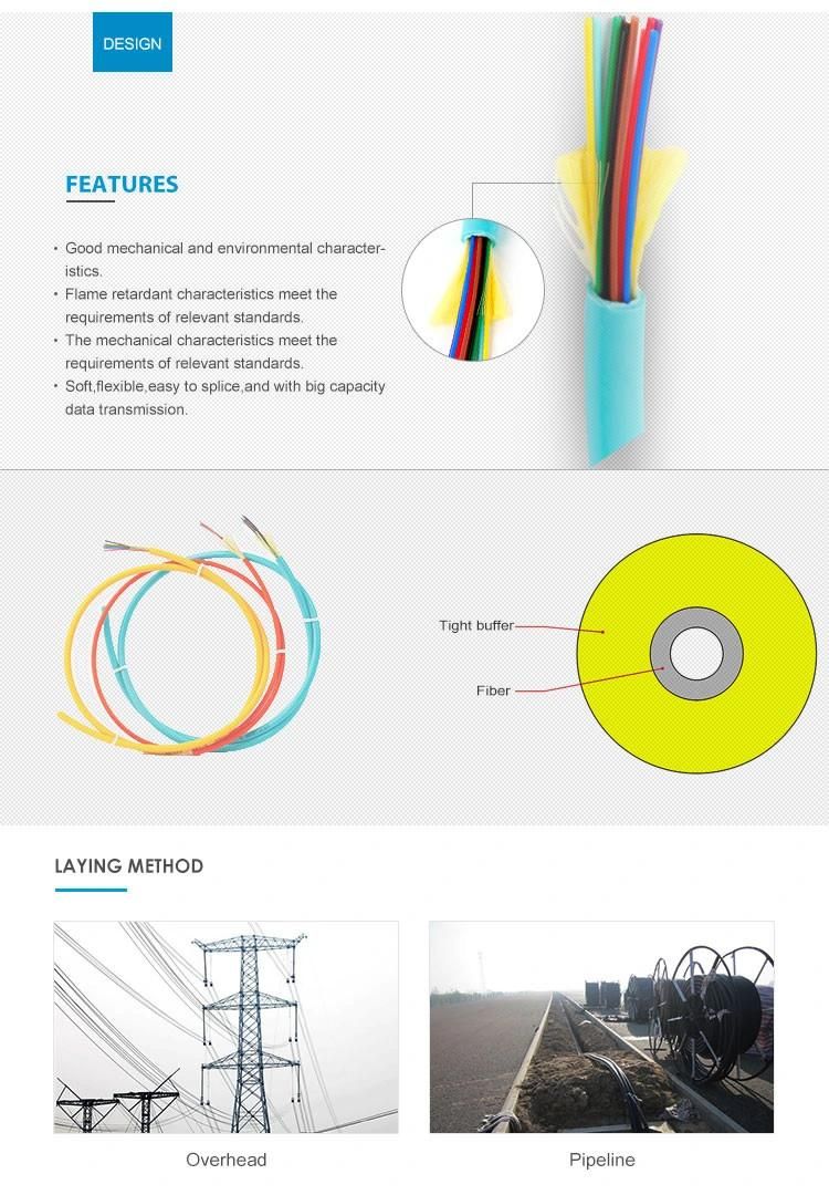 Indoor GJFJV 1/2/4/6/8/10 Core Tight Buffered 2.0mm/3.0mm Sc/LC/St/FC Fiber Optic/Optical Jumper Cable for Patch Cords and Pigtails