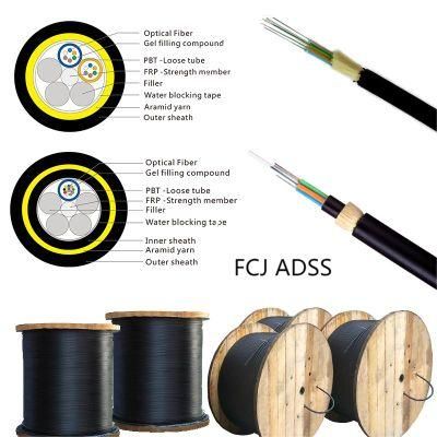 Loose Sleeve Layer Self-Supporting Outdoor Aerial Non Metallic Fiber Optical ADSS Cable