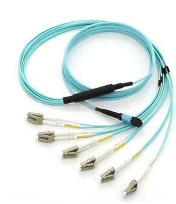 MTP-MTP Jumper Best Price Om3 Fiber Patch Cord MTP to LC Multimode 50/125 Duplex Cable Aqua Fiber Optic Jumper