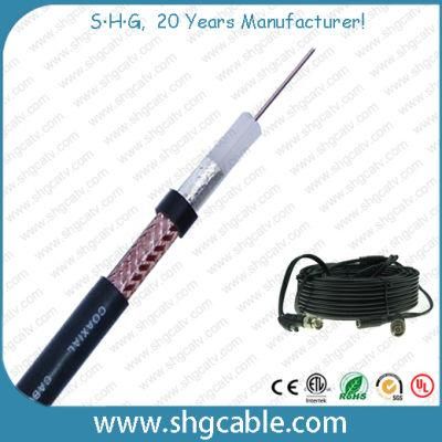 Factory Price Low Cost Hot Sale Ce RoHS UL ETL Approved Test to 3GHz 75 Ohms CCTV Video Coaxial Cable Rg59/Rg59bu with Power Wires