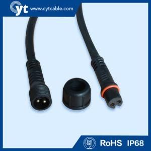 M 14 Black Waterproof Cable with Male &amp; Female 2 Pin Connector