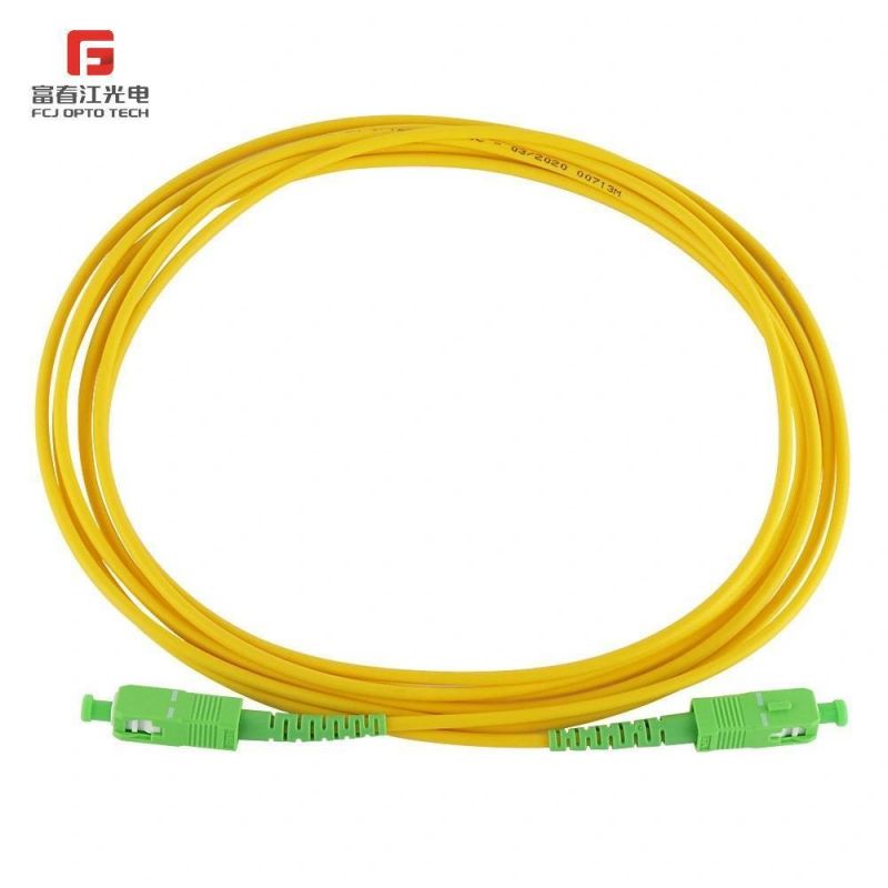 Optic Fiber Patch Cord Jumper Single Mode Sinplex 5m, G652D Cable Il<0.3dB Sc/Upc 3mm Diameter PVC Cable Fiber Optic Connect Jumper