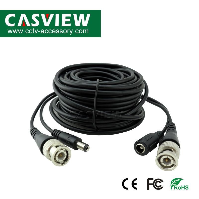 20m 2 in 1 Video and Power All in Cable with BNC and DC Connector Cable Color Black or White Optional CCTV Camera System Accessories Ce