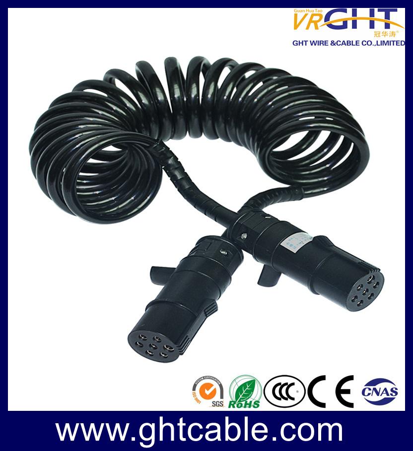 7pin Trailer Spiral Cable for Car Rear View Camera Audio Video