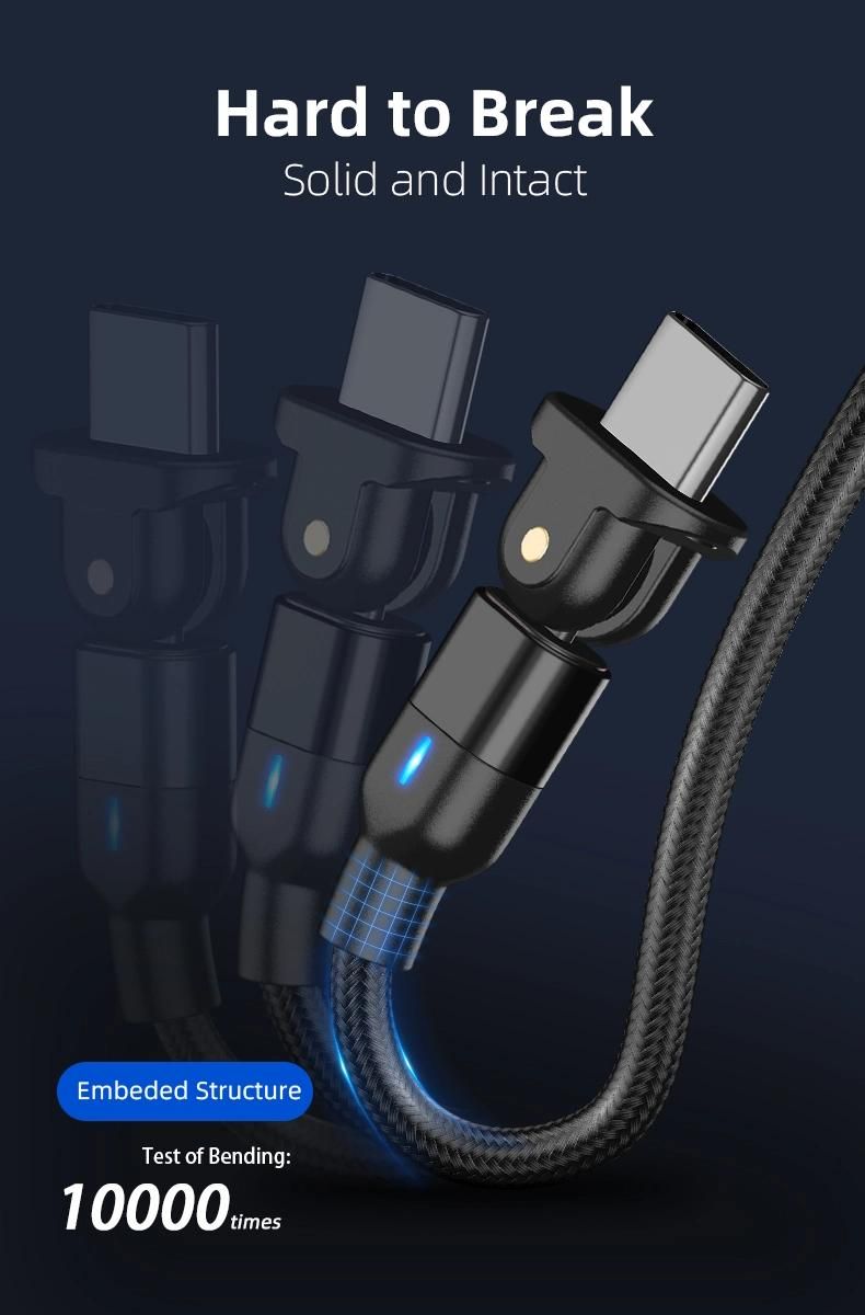 Portable 180 Degree Rotation L - Shape Straight 2 in 1 1m 2m V8 Plug USB Data Transfer Cable for Cellphone Accessoris