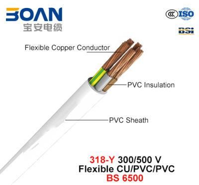 318-Y, Electric Wire, 300/500 V, Flexible Cu/PVC/PVC (BS 6500)