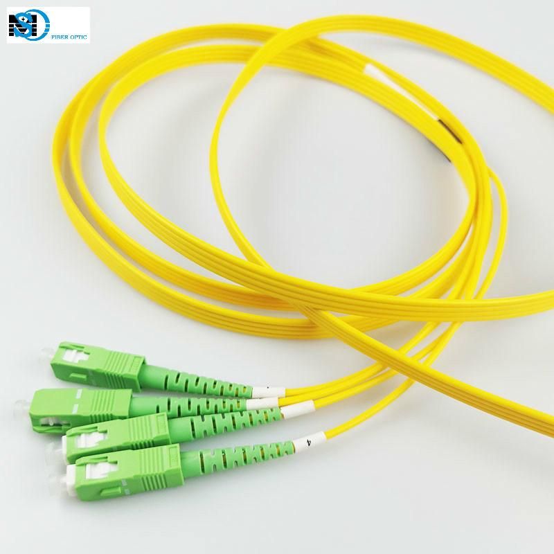 FTTH Fiber Optic 4core Quadplex Flat PVC Patch Cord Cable