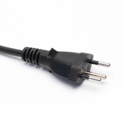 Inmetro AC Power Plug Brazil UC Approved Power Cord 4.0mm 3 Pins RoHS
