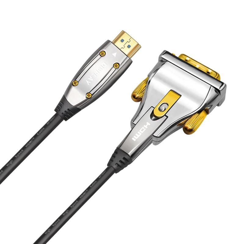 Zinc Alloy Case 18gbps High Speed for HDTV Aoc HDMI+Micro HDMI+Mini HDMI 3 In1 Optical Fiber HDMI Cable