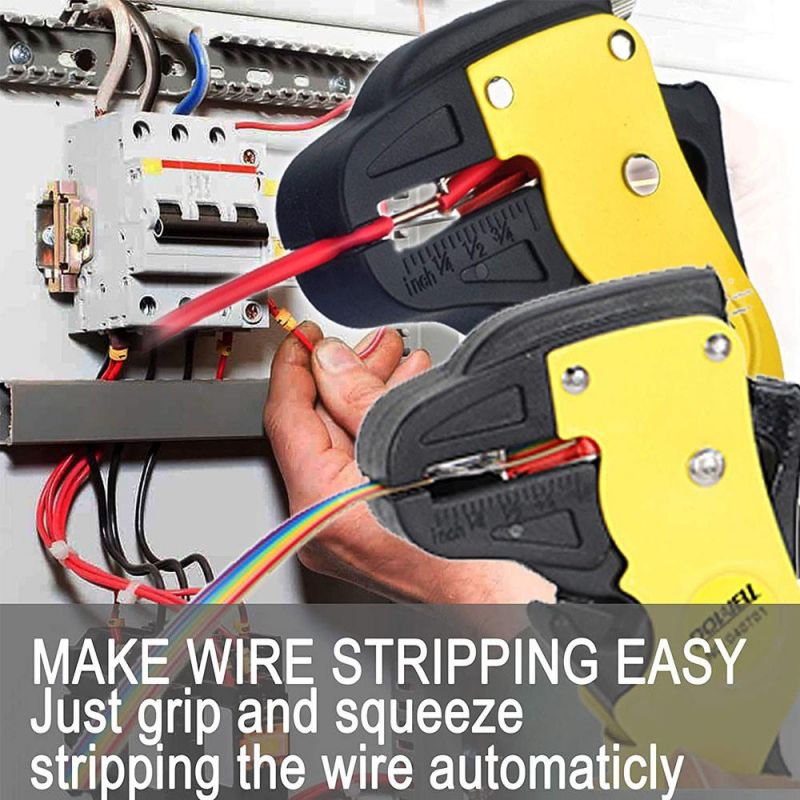 Olearn Self Adjust Automatic Electrical Cable Wire Stripper Cutter Plier Electricians 6-in-1 Wire Strippers Pliers