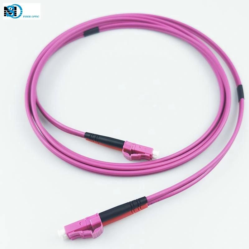 Duplex Om4 Multimode Fiber Optic Cable LC to LC Optical Patch Cord