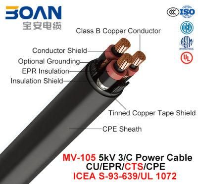 Mv-105, Power Cable, 5 Kv, 3/C, Cu/Epr/Cts/CPE (ICEA S-93-639/NEMA WC71/UL 1072)