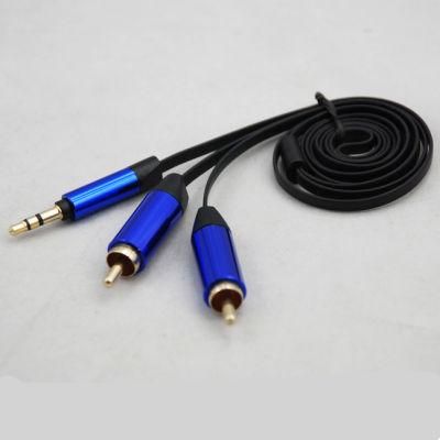 Aux Cable Car Audio Cable 3.5mm Stereo to 2RCA Flat Cable