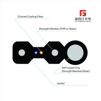 Factory FTTH Flat Rfp Strength Member LSZH/PVC out Jacket GJYXFCH Optic Fiber Cable