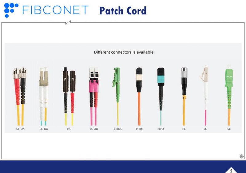 FTTH Single Mode 9/125 Simplex LC/APC - Sc/Upc PVC LSZH Fiber Optic Patch Cord