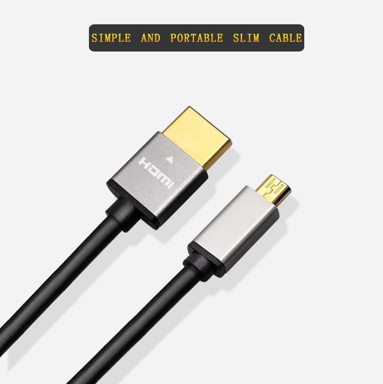 High speed gold plug support 4k/60HZ 18G 3D mirco hdmi 4k cable