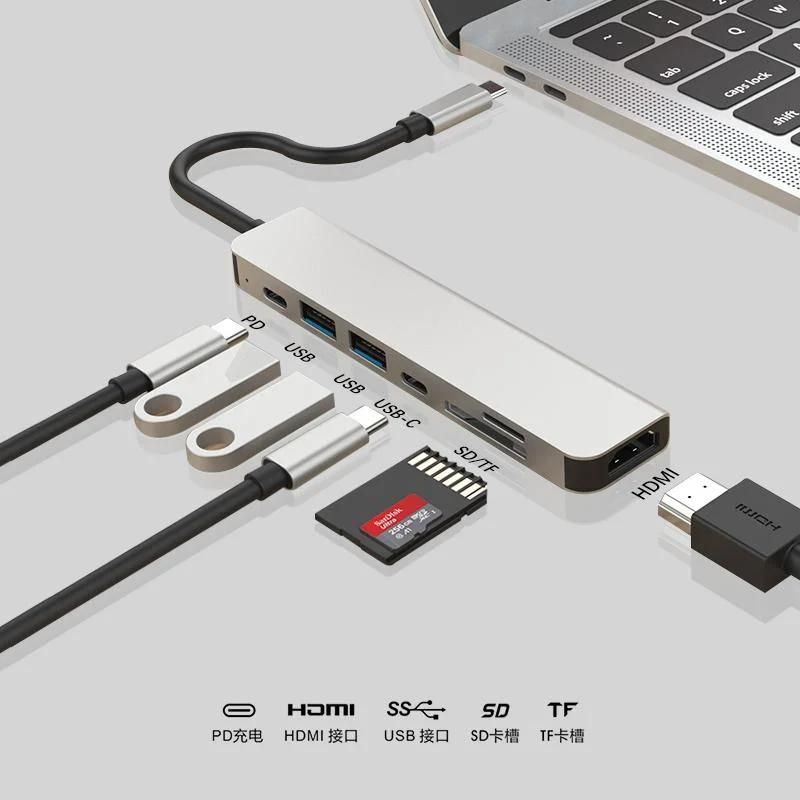 7 in 1 USB 3.1 Type C to HDMI and RJ45 Ethernet Pd, TF Hub Cable