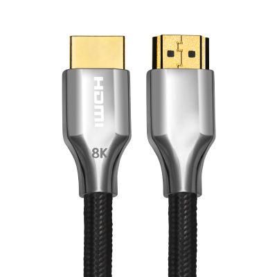 Manufacture Hdmi Cable Male To Male Support 8K 60Hz Wholesale Price Zinc Alloy Silver Colour Customize 8K Hdmi Cable