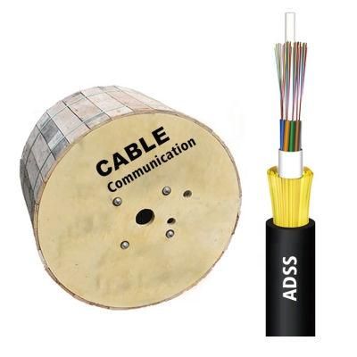 Waterproof Single Mode 2, 4, 6, 8, 24, 48, 144 Core Aerial ADSS Fiber Optic Cable Communication Cable