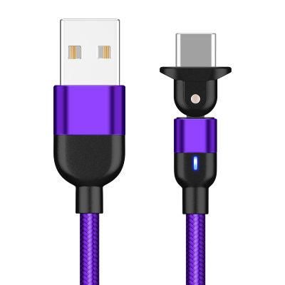 New Arrival Durable Nylon Braided Micro USB Type-C 180 Rotation 2.4A Data USB Charging Cable for Android Xiaomi
