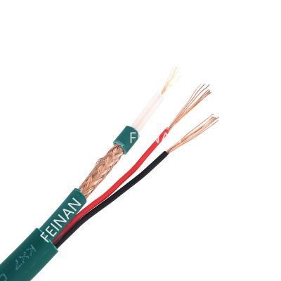 Coaxial Cable 2c Power Kx7 Cable with PVC PE Green Jacket Cable for CCTV Camera