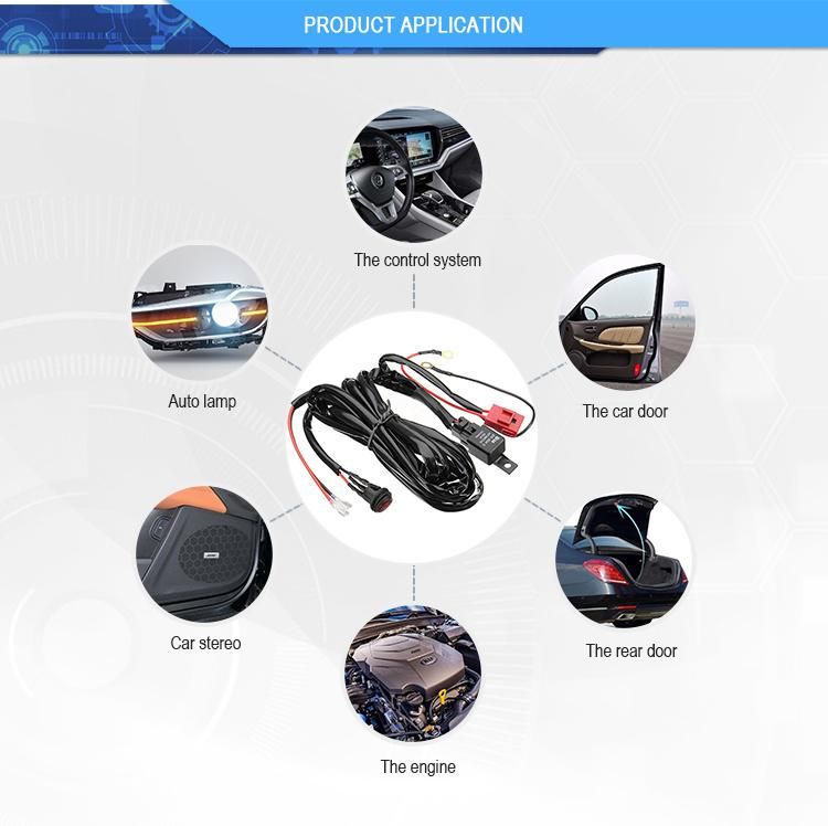 Custom Car Fog Spotlight Wiring Assembly Auto LED Working Light Long Lamp Wiring Harness