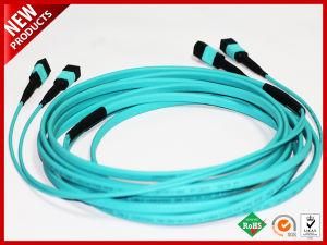 100Gbps 24F MPO Mating Fiber Optical Multimode OM3 Trunk Polarity B Aqua Patch Cable