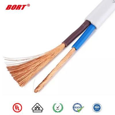 H03vvh2-F 2X0.5mm2 2X0.75mm 2 Cores Flat PVC Jacket Twin Flexible Electric Power Cable