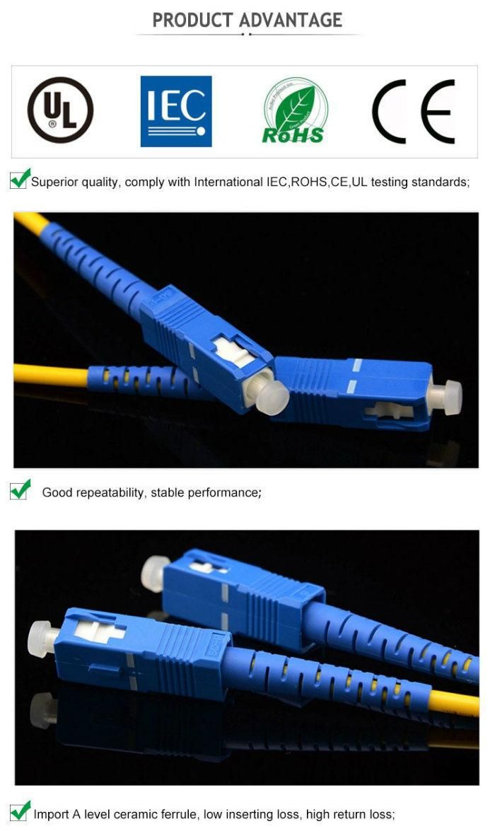 Patch Cords OEM Single/Multi Mode Steel Wire Support SC/PC Upc APC FTTH Flat Drop Fiber Optic/Optical Cable