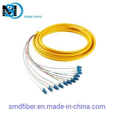 Singlemode LC Upc 12 Core Ribbon Fan-out Fiber Optic Pigtail for Network