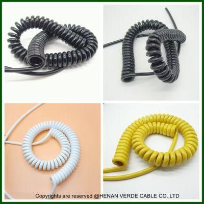 Multicore Flexible PUR Jacket Curly Coil Retractable Cables Spiral Coiled Power Cable