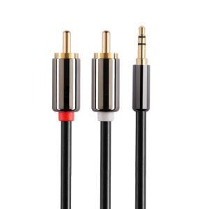 3.5mm Gold Plated Plug High End Metal Shell to 2 RCA Audio Aux Stereo Y Splitter Cable
