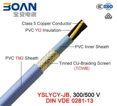 Yslycy-Jb, Control Cable, 300/500 V, Flexible Cu/PVC/PVC/Tcwb/PVC (VDE 0281-13)