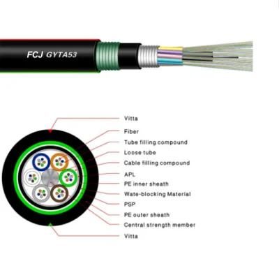 GYTA53 Stranded Loose Tube Corrugated Aluminium Tap Armored Direct Burried Outdoor Optical Fiber Cable