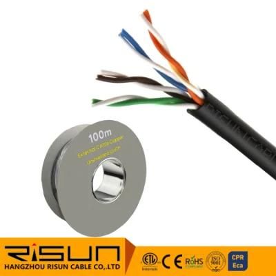 Factory Direct Sale Cat5e Copper Outdoor 100m Carboard Reel Use Ethernet Network Cable