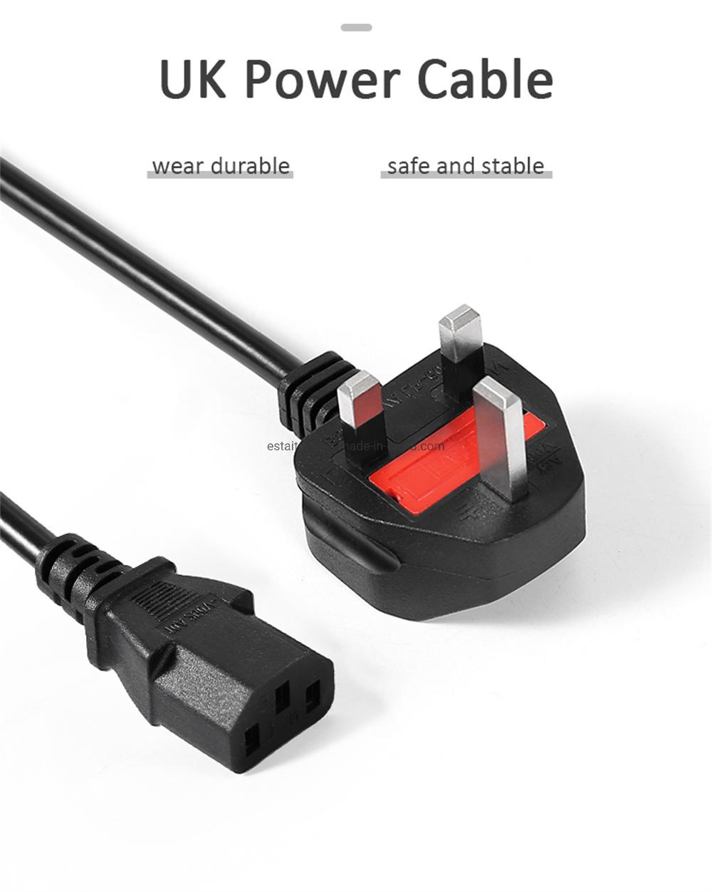 Factory Price 1.5m UK Power Cord with PVC for Computer Power Cord BS Plug