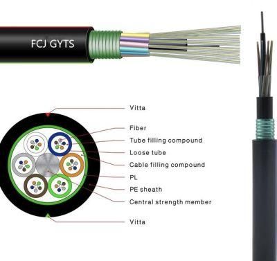China Manufacturer GYTS Fiber Cable 24 Core Single Mode G652D Fiber Optical Cable with Ripcord
