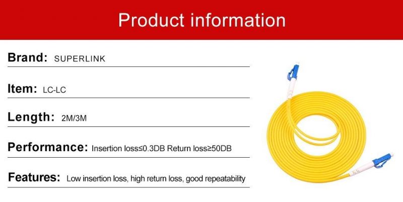 Optical Fiber Patch Cord Cable 3m LC LC Singlemode Fiber Optic Patch Cords