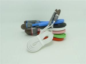 2015 Hot Selling Multi-Function Colorful Flat 2 in 1 Mobilephone USB Data Charging Cable for Android and Phone 5/5s/6s/6p