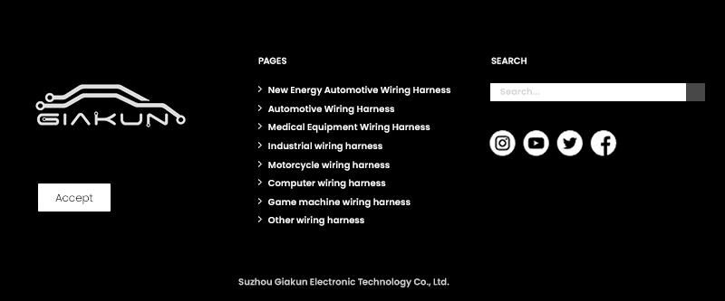 Giakun China Car Wire Harness Manufacturing Silver Plated Copper Wire Core Material OEM Service Automotive Electrics Wire Harness